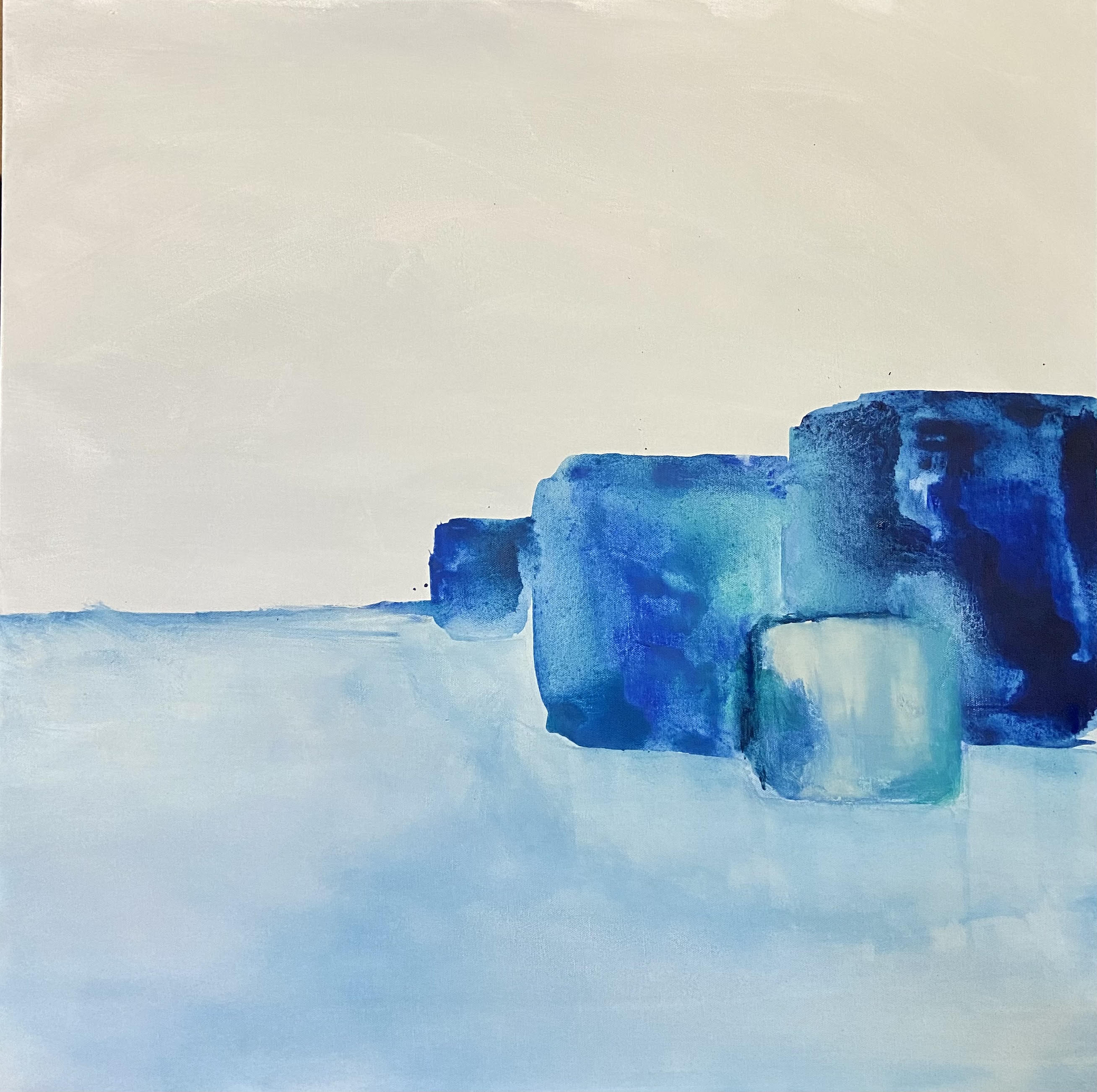 Peinture abstraite Bleu ciel ivoire de Fani Kosti