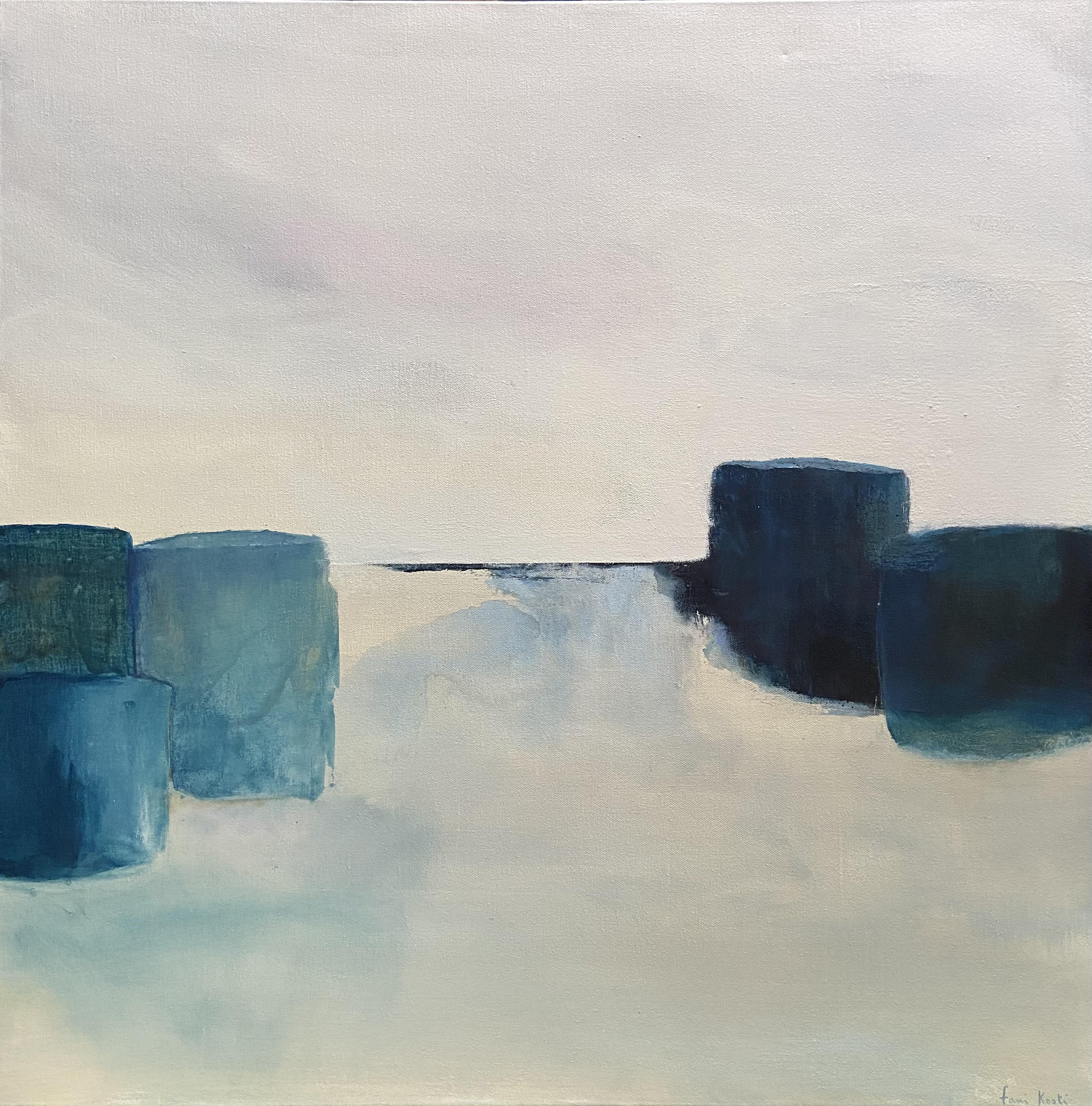 Peinture abstraite Rose poudré gris de Fani Kosti