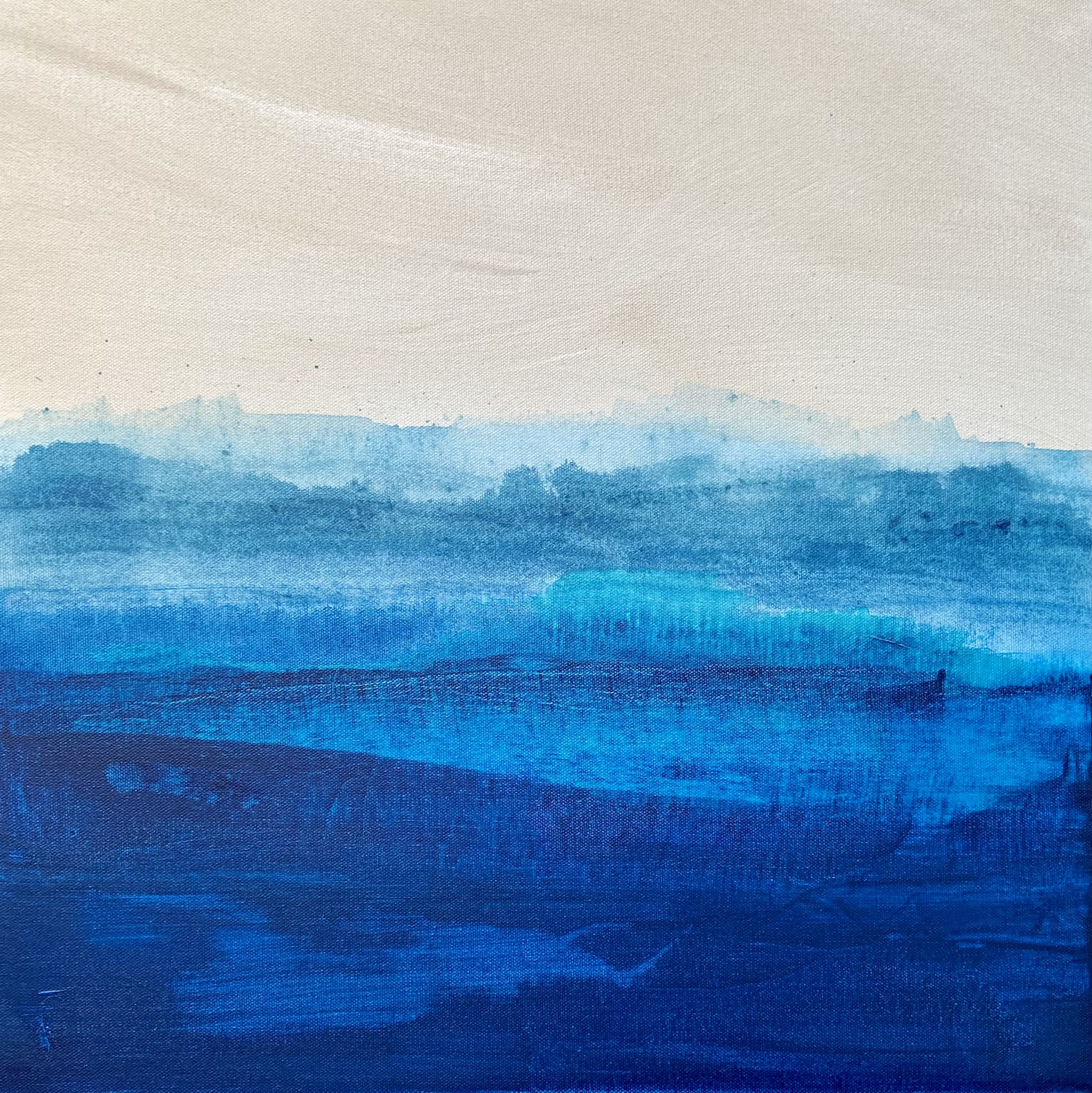 Peinture abstraite Bleu vert iridescent de Fani Kosti